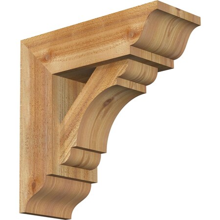 Olympic Traditional Rough Sawn Bracket W/ Offset Brace, Western Red Cedar, 6W X 16D X 16H